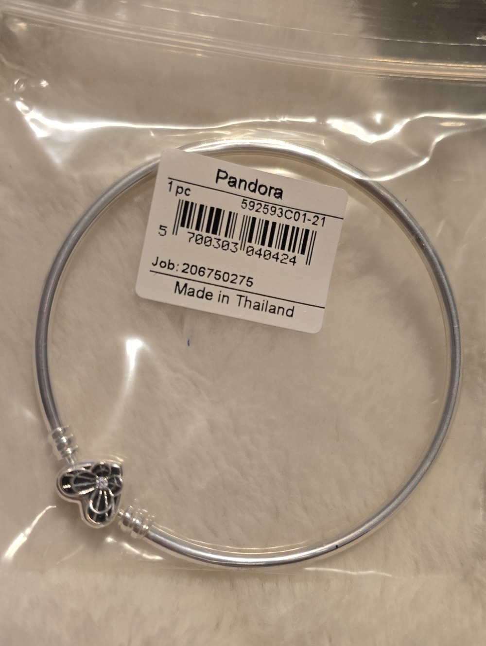 Pandora Silver Heart Clasp Bangle Bracelet - Silver